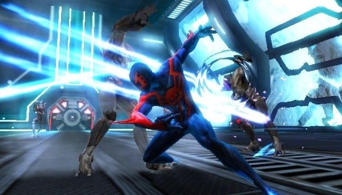 An in-game image of Spider-Man: Edge of Time character. — IGN