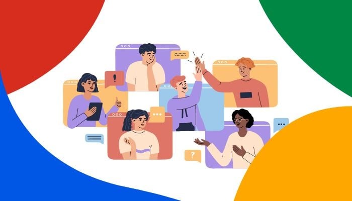 An illustration of people with a Google theme. — Canva