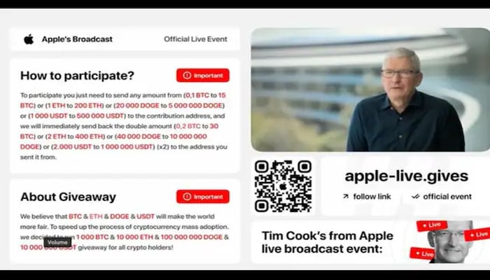 A still image of Live Demo of fake video appeared in livestream held on September 9 at Apple Park in Cupertino. — Screengrab via YouTube Apple channel