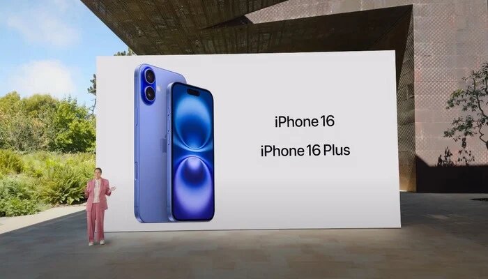 A still image of Kaiann Drance showcasing iPhone 16 and iPhone 16 PLus at Apple event held on September 9 at Apple Park in Cupertino. — Screengrab via YouTube Apple channel