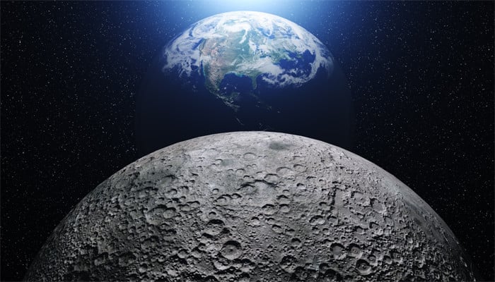 An undated image of Moon and Earth. — Space