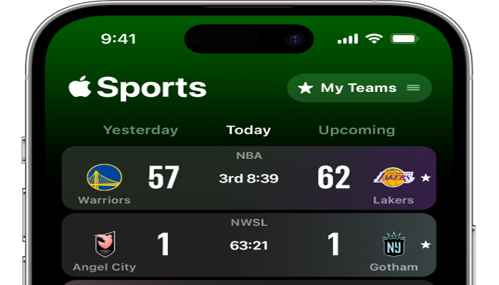 An undated image showing Apple sports app. — Apple Support