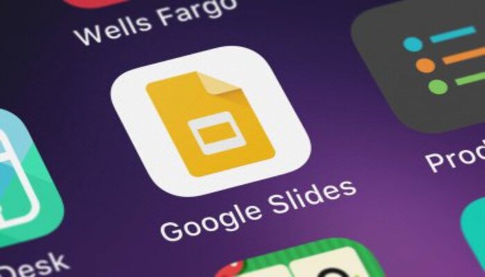 An undated image of Google Slides logo. — Deposit Photos