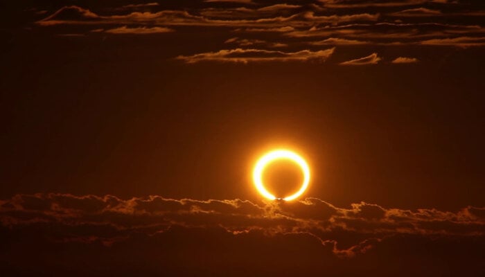 An undated image of annular solar eclipse. — NASA