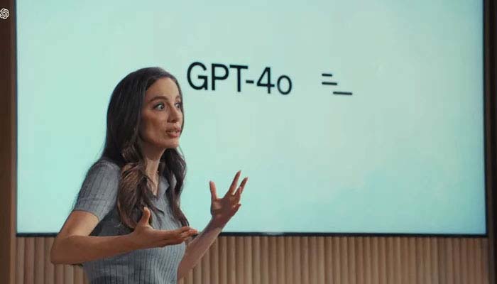 OpenAI CTO Mira Murti gives presetation on the capabilities of ChatGPT-4o at Open Spring Updates event held on May 13, 2024. — OpenAI