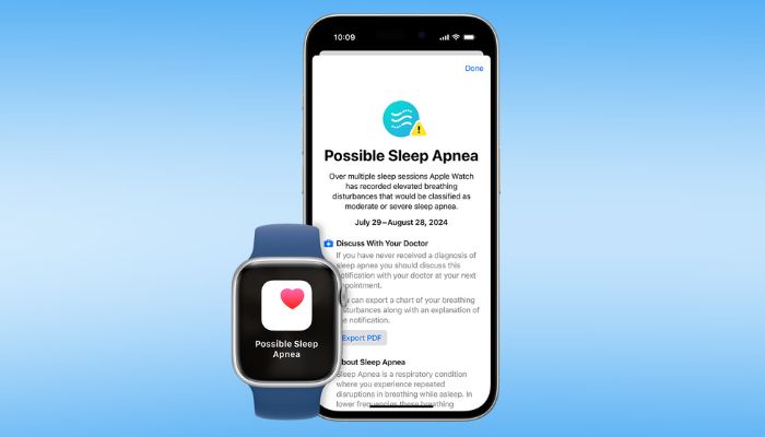 An undated image of Apples sleep apnea detection app. — Apple/Canva