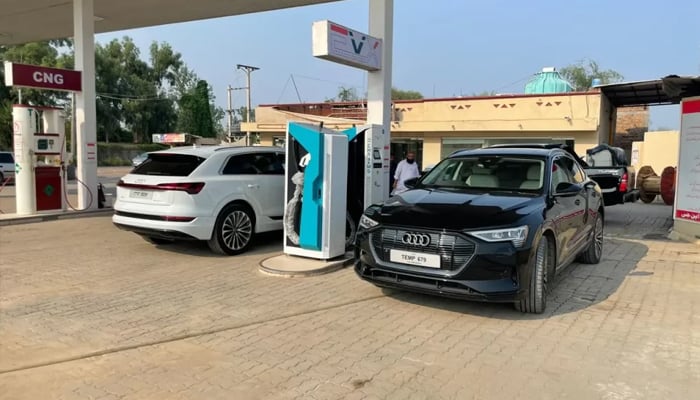 An undated image showing cars on charge at EV station. — EVChargers
