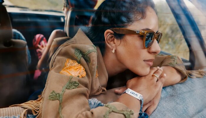 An undated image of a woman wearing Ray-Ban Meta Smart Glasses. — Meta
