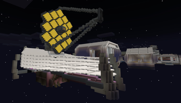 A preview image of the Minecraft world inspired by NASA’s James Webb Space Telescope. — Minecraft