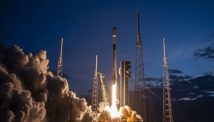 The image shows SpaceX Falcon 9 launching Starlink satellites to orbit from Florida on March 26 2024. — X/@SpaceX