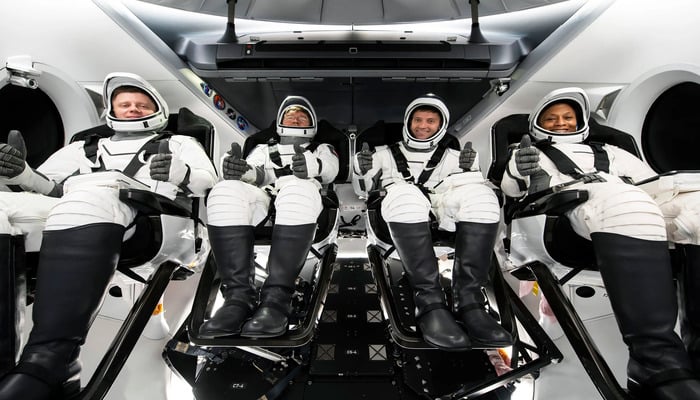 Members of NASA’s SpaceX Crew-8 mission: (from right to left) NASA astronauts Jeanette Epps, mission specialist; Matthew Dominick, commander; Michael Barratt, pilot; and Roscosmos cosmonaut Alexander Grebenkin. — NASA