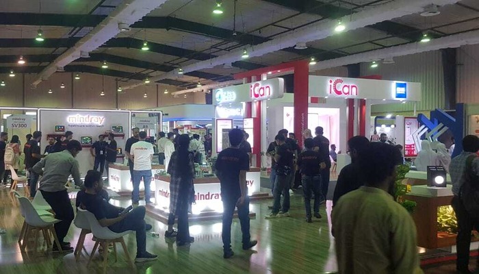 An image taken on on October 17, 2024 displays exhibition booths at 21st Health Asia exhibition at Expo Centre Karachi, Pakistan. — Photo by author