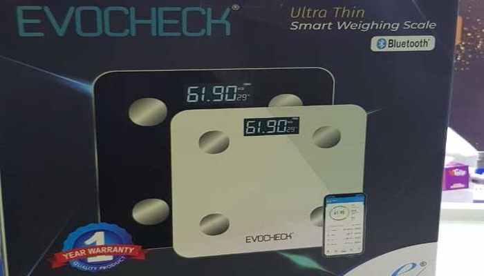The image shows Evochecks smart weighing scale. — Photo by author