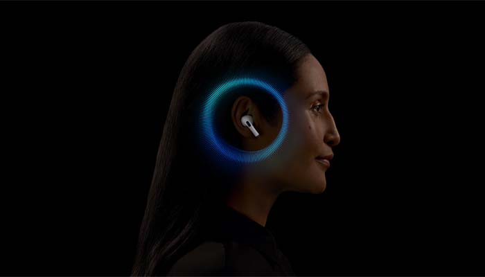 An undated image of AirPods Pro 2 indicating Hearing aid. — Apple