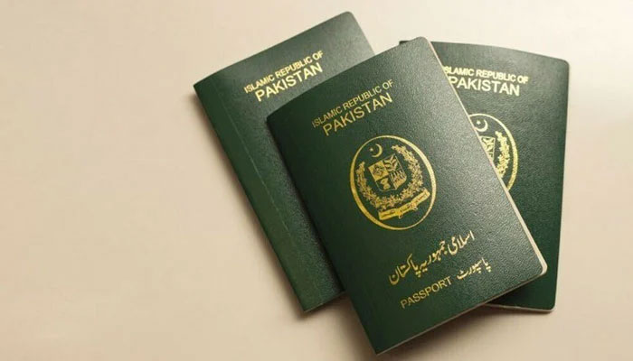 A representational image of Pakistani passports. — X/@mugheesali81