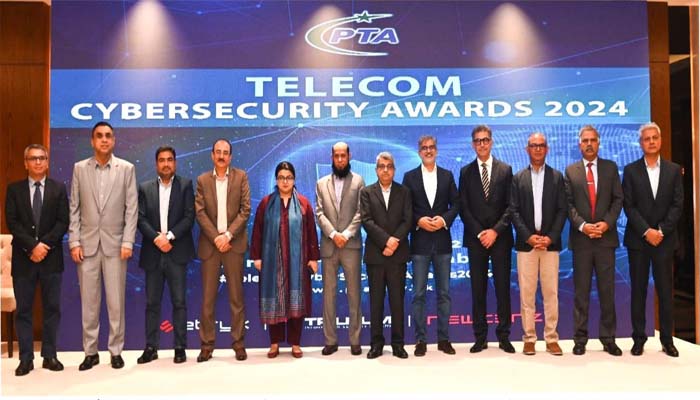 A still image of PTA top officials from The Telecom Cybersecurity Awards 2024, organised by PTA held in Islamabad on November 5, 2024. — Supplied