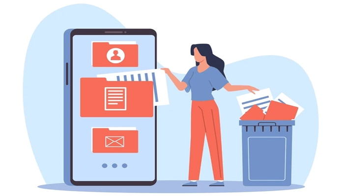An undated representational showing a girl deleting files. — ShutterStock
