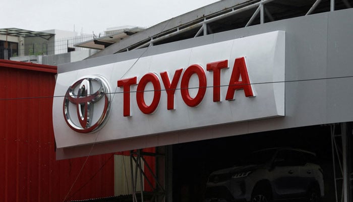 Toyota logo is seen at a Toyota Society Motors showroom in Karachi, Pakistan, July 27, 2022. — Reuters