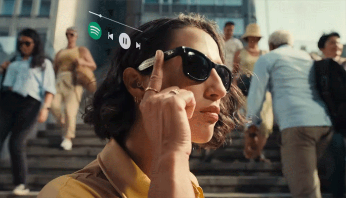 An undated image showing a girl using Ray-Ban Meta AR glasses. — Meta