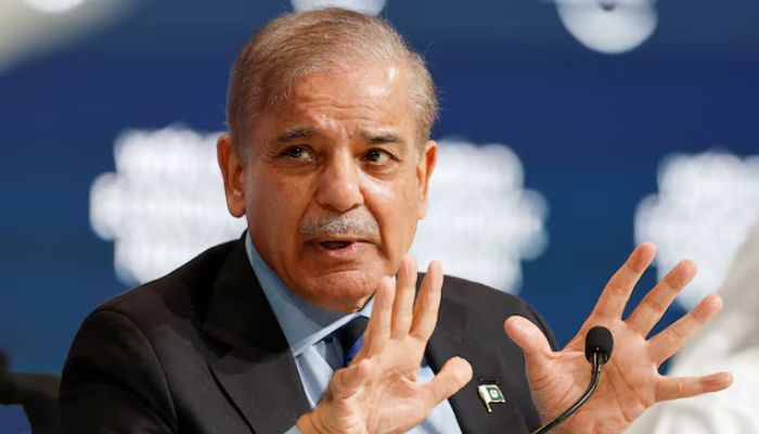 An image of Pakistans Prime Minister Shehbaz Sharif speaks at the World Economic Forum (WEF) in Riyadh, Saudi Arabia, April 28, 2024. — Reuters
