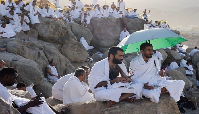 Muslim pilgrims gather on Mount of Mercy at the plain of Arafat during the annual haj pilgrimage, outside the holy city of Mecca, Saudi Arabia, July 8, 2022. — Reuters