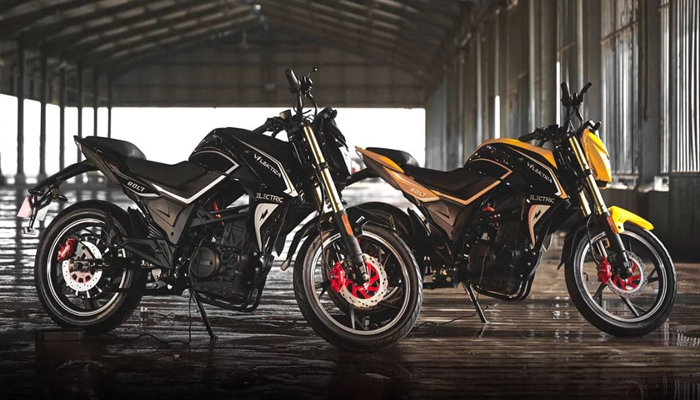 An undated image of Vlektra electric motorbikes. — Vlektra
