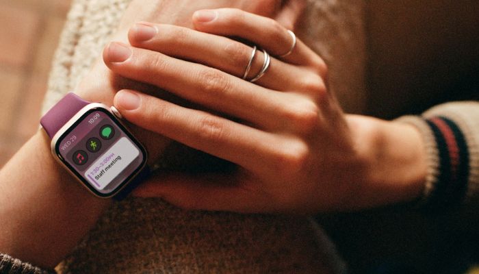 An undated image of a person wearing Apple Watch. — Apple
