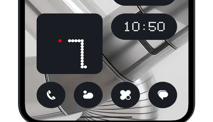 An undated image of Snake game displayed as a Nothing Widget. — Nothing