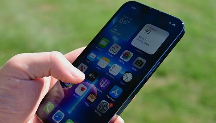 An undated image of Apple widgets displayed on a iPhone