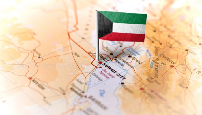 A representational image of Kuwait flag on map. — Canva