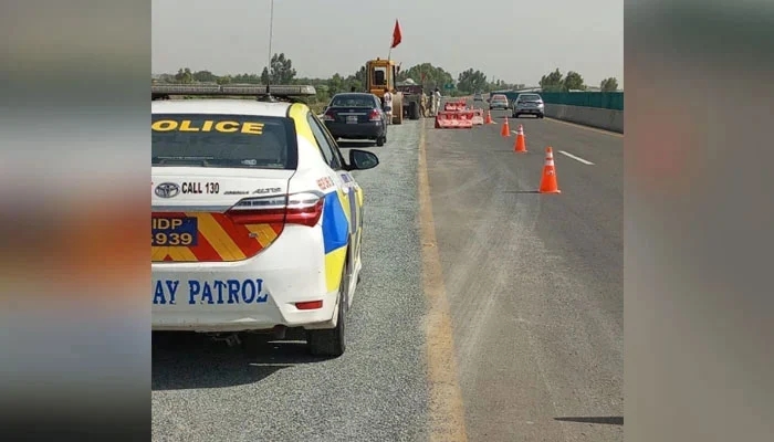 An undated image of an NH&MP vehicle parked near the road. — Facebook/National Highways & Motorway Police-NHMP