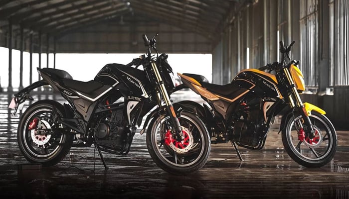 An undated image of Vlektra electric motorbikes. — Vlektra