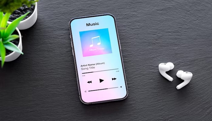 An undated image of music slider interface displayed on an iPhone. — Freepik