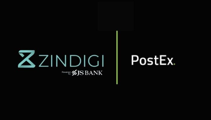 An undated image of Zindigi app, PostEx logo. — Zindigi/PostEx/Canva