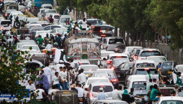An undated image of a bustling traffic jam in Karachi. — iStock