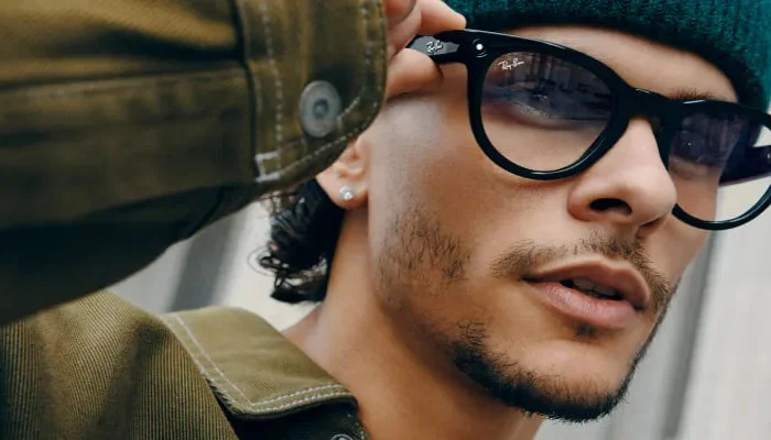 An image of a person wearing Ray-Ban Meta smart glasses. — Meta Store