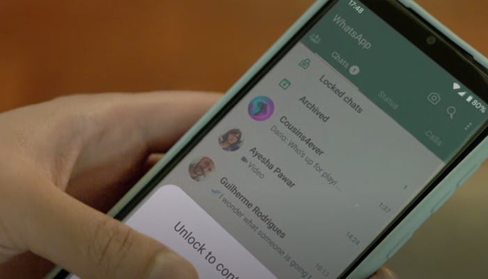 An undated image of Lock Chat feature shown on WhatsApp. — WhatsApp