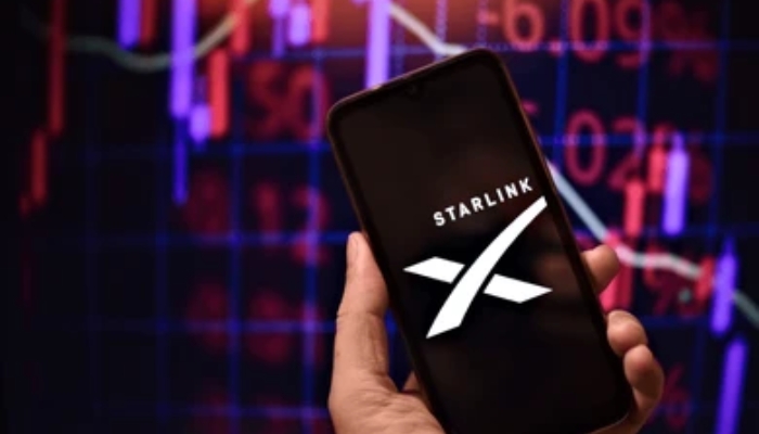 An undated image of showing Starlink logo displayed on a smartphone. — Shutterstock