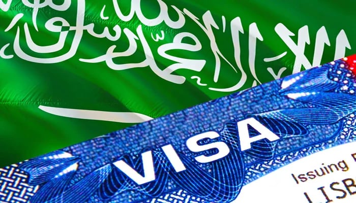 An undated image showing Saudi Arabia flag, along with visa. — Depositphotos