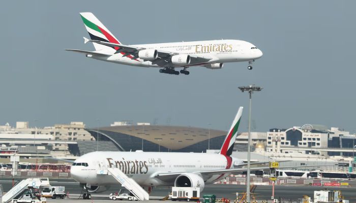Emirates Airlines Airbus A380-800 plane approaches for landing at Dubai Airports in Dubai, United Arab Emirates (UAE), December 26, 2018. — Reuters