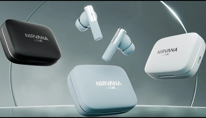 An undated image of Boat Nirvana X TWS earbuds. — Boat