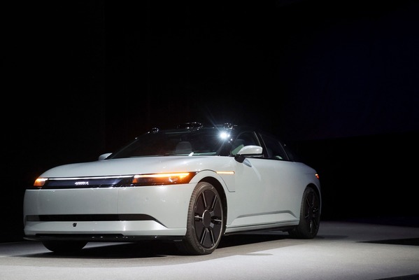 The AFEELA 1, a new electric vehicle, drives on stage during a Sony news conference at the Consumer Electronics Show (CES) in Las Vegas, Nevada on January 6, 2025. — AFP