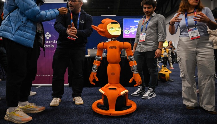 The Enchanted Tools Mirokai robot is demonstrated during CES Unveiled ahead of the Consumer Electronics Show (CES) in Las Vegas, Nevada on January 5, 2025. — AFP