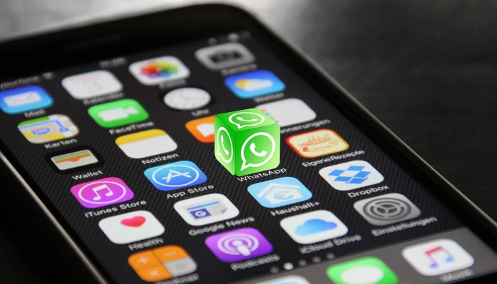 An undated image of a mobile screen displaying various app icons, with the WhatsApp icon standing out among them. — Pixabay