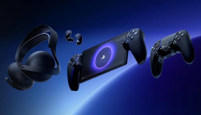 An undated image of PlayStation black accessories. — Sony