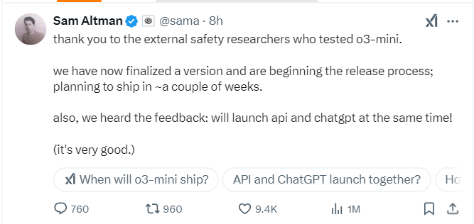 OpenAI confirms upcoming launch of o3 mini