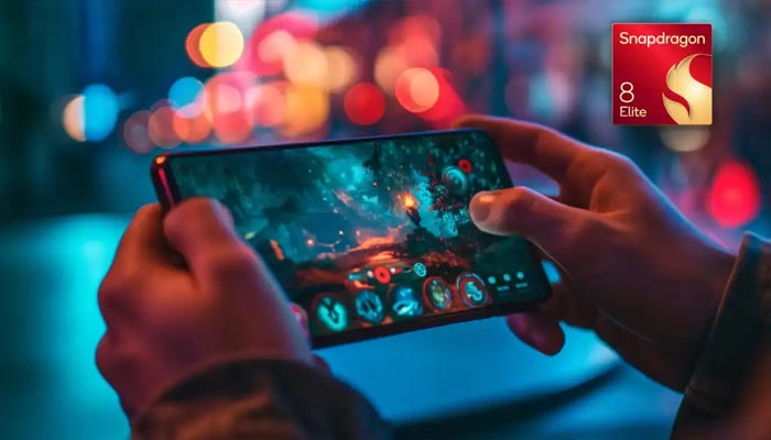 An undated image of a person playing game on smartphone with Qualcomm Snapdragon 8 Elite. — Qualcomm
