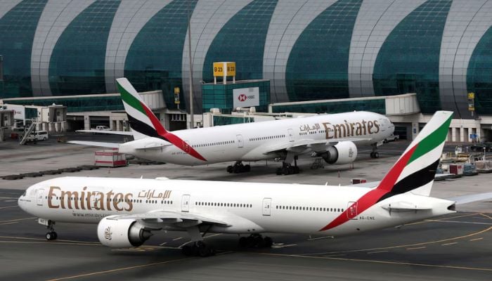 An image of Emirates Boeing 777-300ER at Dubai Airport, UAE, February 15, 2019. — Reuters