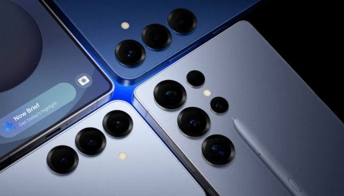 An undated image of Samsung Galaxy S25 series smartphones with advanced AI features. — Samsung