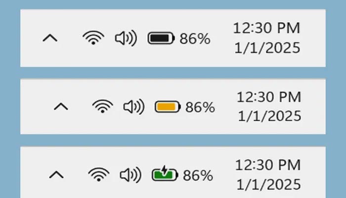 An undated image showing colour update of battery icon. — Microsoft